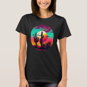 Camiseta Retro Saguaro Sunset Cactus Opuntia Cactaceae