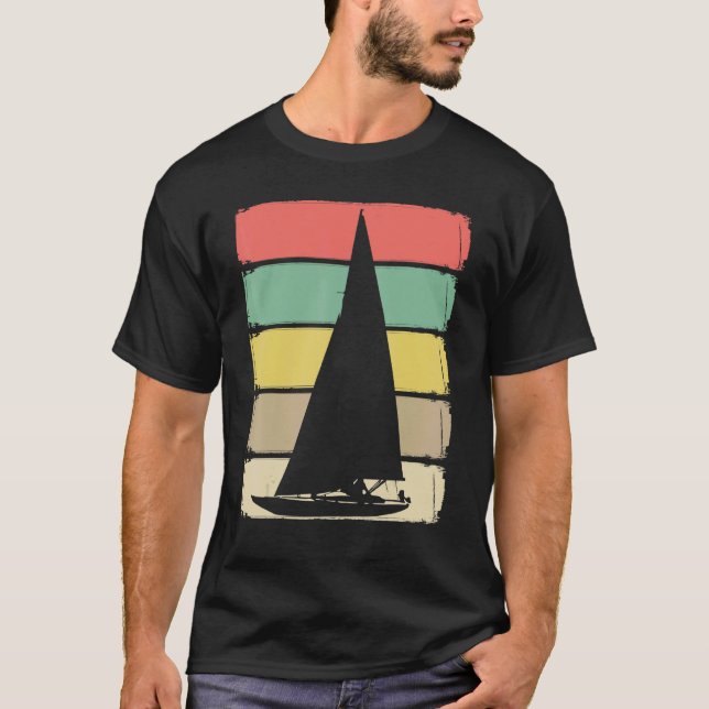 Camiseta Retro Sailboat Skipper Ship Catamaran Yacht Sail S (Frente)
