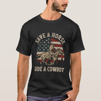 Camiseta Retro Salva Cavalo Passeando Uma Roda De Cavalo An