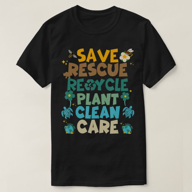 Camiseta Retro Salve Abelhas Salvando Animais Reciclar Dive (Frente do Design)