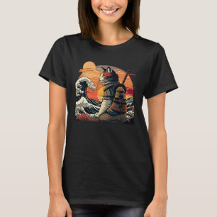 Camiseta Retro samurai cat japonês Onda do Excelente por Ho