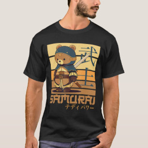 Camiseta Retro Samurai Ursinho de Arte Japonesa Perfeito pa