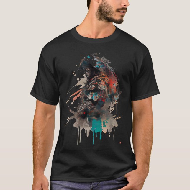 Camiseta Retro Samurai Warrior Sword Japonês Ninja (Frente)