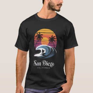 Camiseta Retro San Diego Califórnia Vibes de Praia Verão Br