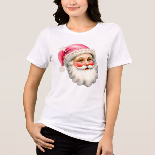 Camiseta Retro Santa Claus Papais noeis Rosa-Rosa-Girassol