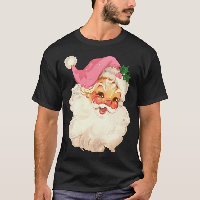 Camiseta Retro Santa Claus Rosa (Frente)