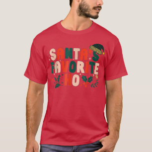 Camiseta Retro Santas Favoritas Ho Christmas Vibes Family C