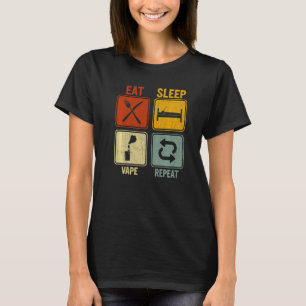 Camiseta Retro Sarcástico Para Vape Comendo Sleep Repetir