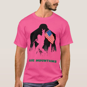 Camiseta Retro Sasquatch Blue Mounts Eua Flag Bigfoot Hi