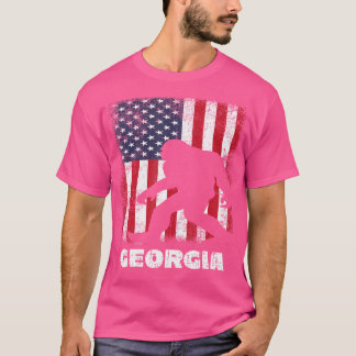 Camiseta Retro Sasquatch Georgia Flag Usa Bigfoot Hiking Ca