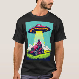 Camiseta Retro Sci Fi Cartoon Roket Ship e Lawnmower