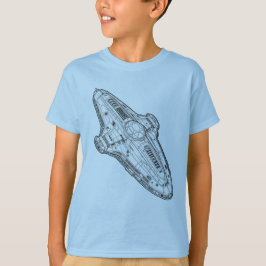 Camiseta Retro Sci Fi Spaceship Blueprint Art