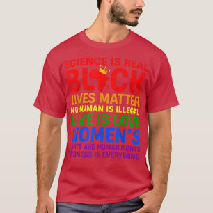 Camiseta Retro Science É Real Blm Women Rights Love Lgbt P