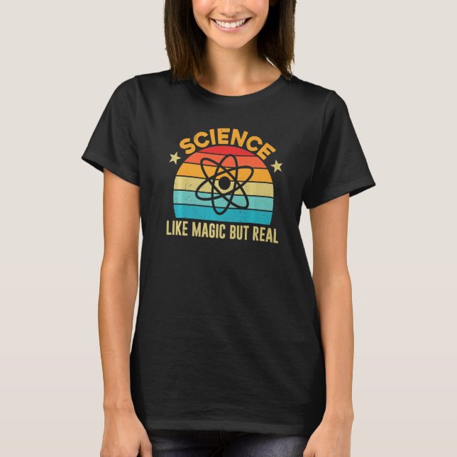 Camiseta Retro Science Teacher Science Like Magic But Real (Frente)