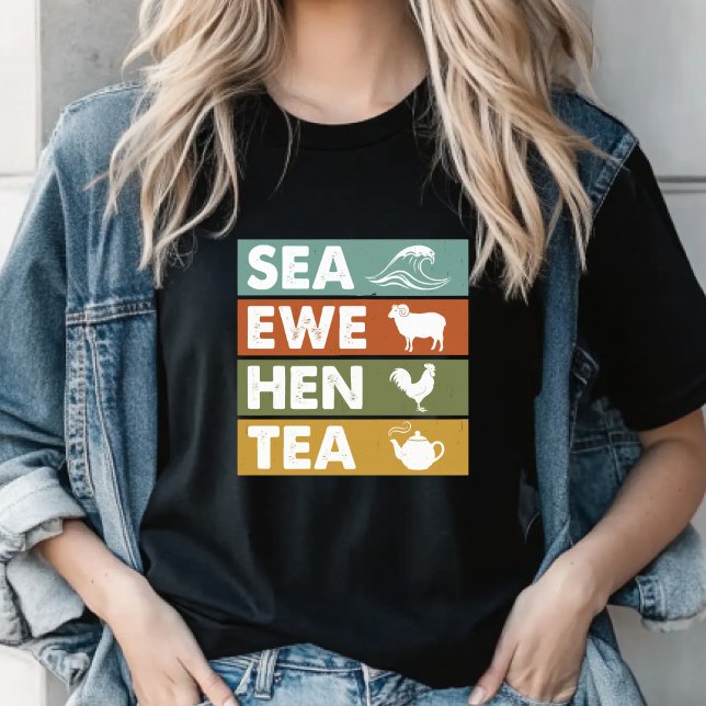 Camiseta Retro Sea Ewe Hen Tea Funny Joke  Men Women (Criador carregado)