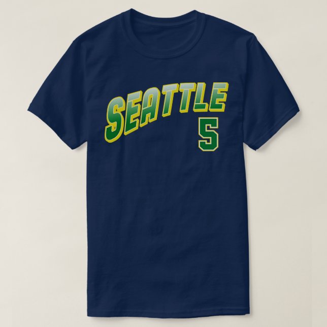 Camiseta Retro Seattle Número 5 1 (Frente do Design)