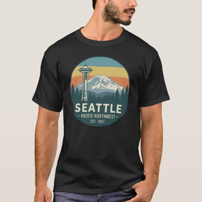 Camiseta Retro Seattle Pacífico Noroeste Mt. Rainier (Frente)