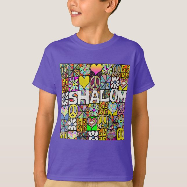 Camiseta Retro Shalom LOVE Psicodélico dos Anos 60 (Frente)