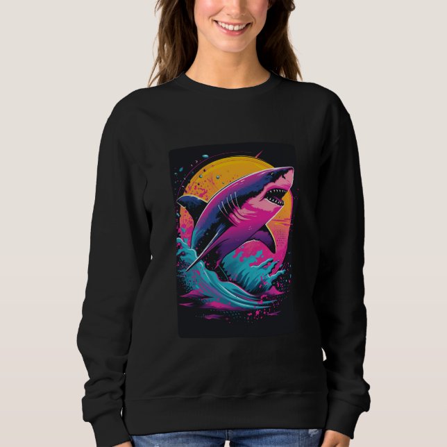Camiseta Retro Shark Sunset (Frente)