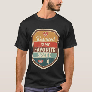 Camiseta Retro Shield Resgatado É Minha Adoção De Cão De Ra