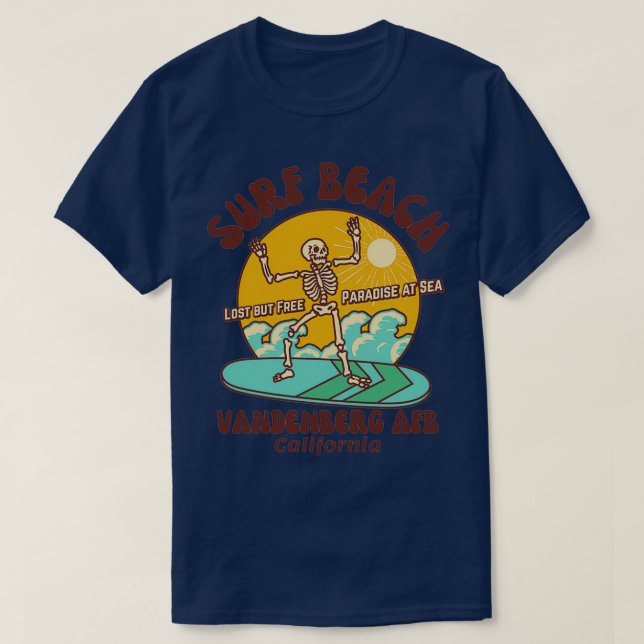 Camiseta Retro Sixties Surf Beach Vandenberg AFB California (Frente do Design)