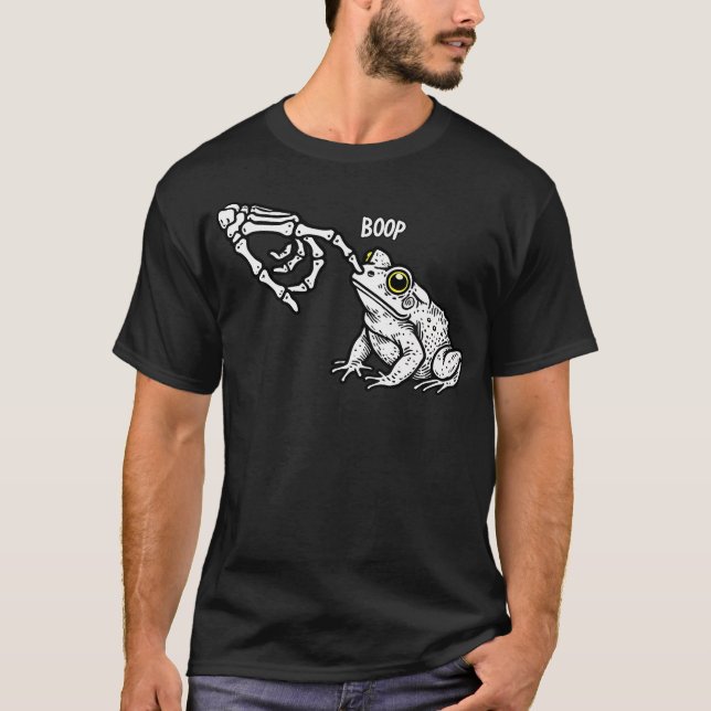 Camiseta Retro Skeleton Hand Frog Boop Rainforest Animal (Frente)