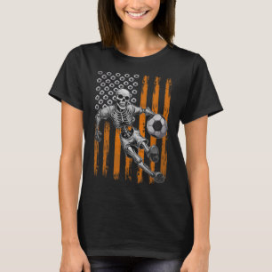 Camiseta Retro Skelplay Soccer Usa Flag Halloween B