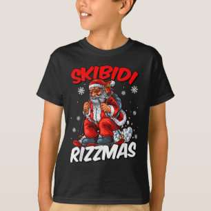 Camiseta Retro Skibidi Rizzmas Funny Santa Clause Skiing_xm