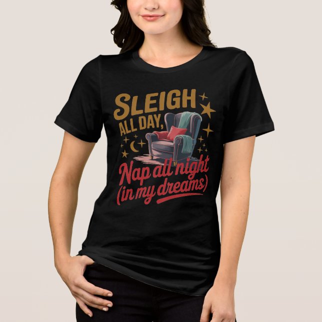 Camiseta Retro Sleigh All Day Christmas Design (Frente)