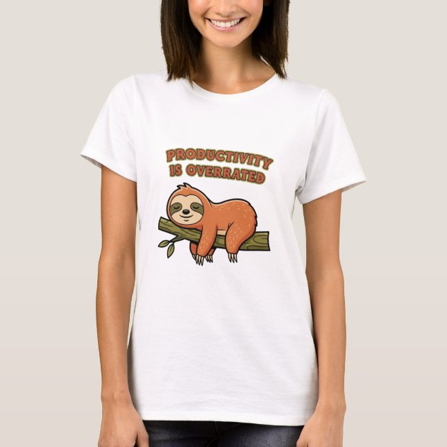 Camiseta Retro Sloth Productivity Is Overrated Women’s T-Sh (Frente)