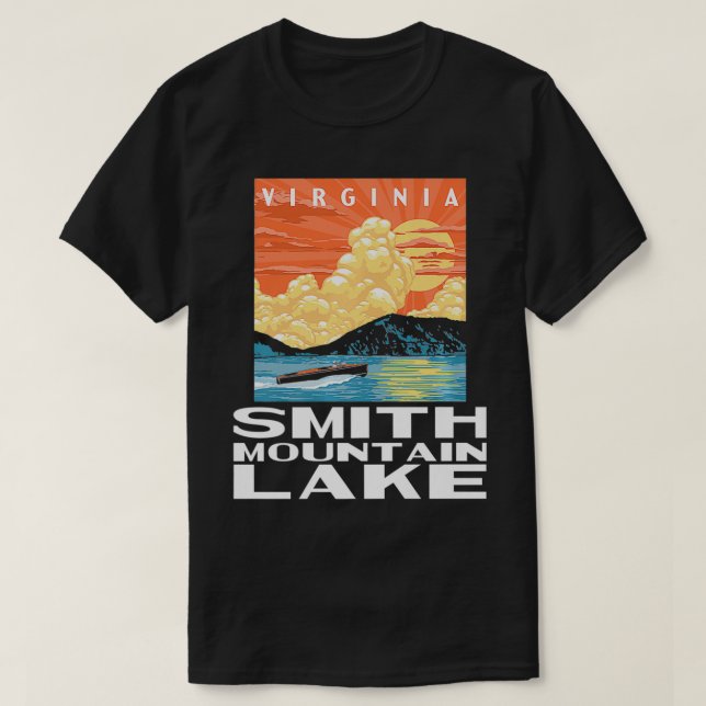 Camiseta Retro Smith Mountain Lake Virginia WPA Estilo Vint (Frente do Design)