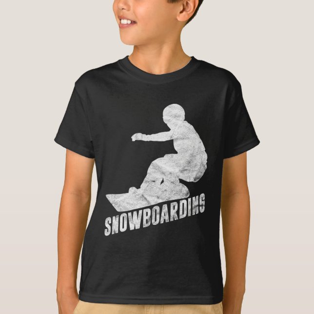 Camiseta Retro Snowboard Gift Snowboarder Silhouette Sno (Frente)