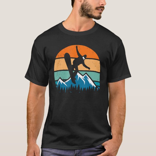 Camiseta Retro Snowboarder Snowboard (Frente)