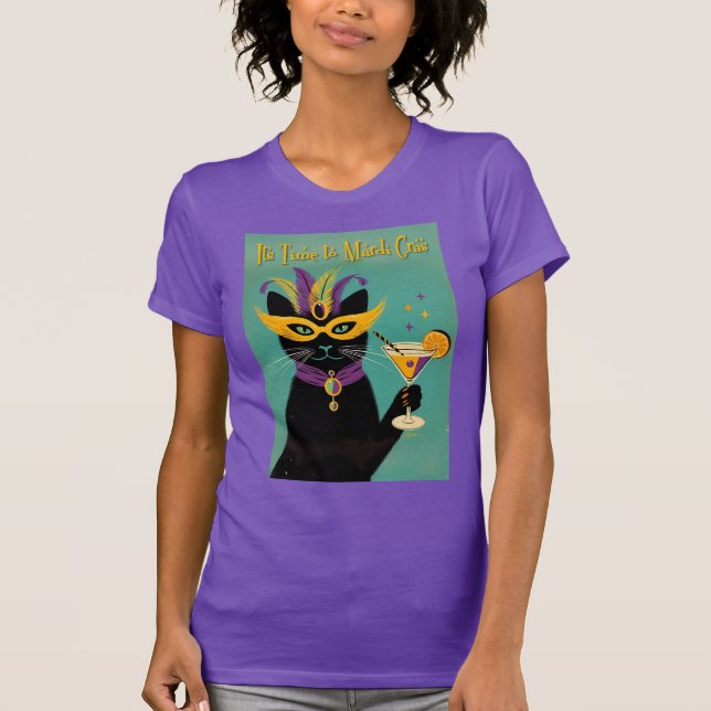 Camiseta Retro Sofisticados É Hora do Martini de Mardi Gras (Frente)