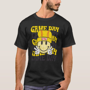Camiseta Retro Sorri Face Jogo Softball Dia Vibes Softball