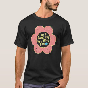 Camiseta Retro-sorriso Face Flor Cor-de-rosa Cor-de-rosa Am
