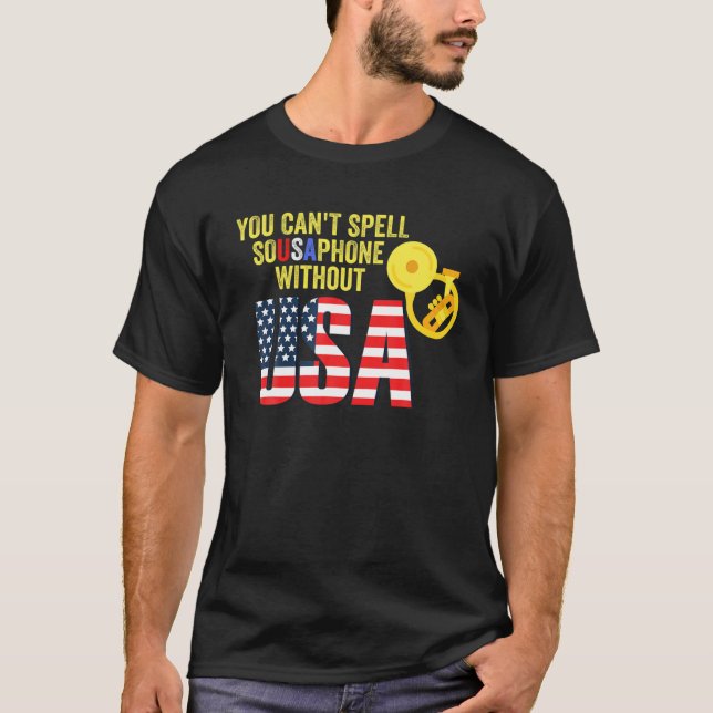Camiseta Retro Sousaphone Music Brass Banda dos EUA (Frente)
