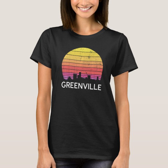 Camiseta Retro South Carolina City Greenville Skyline Vinta (Frente)