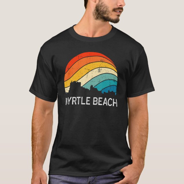 Camiseta Retro South Carolina City Myrtle Beach Skyline Vin (Frente)