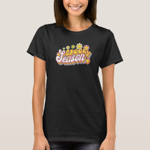 Camiseta Retro Spooky Season Floral Fall Halloween Thanksgi