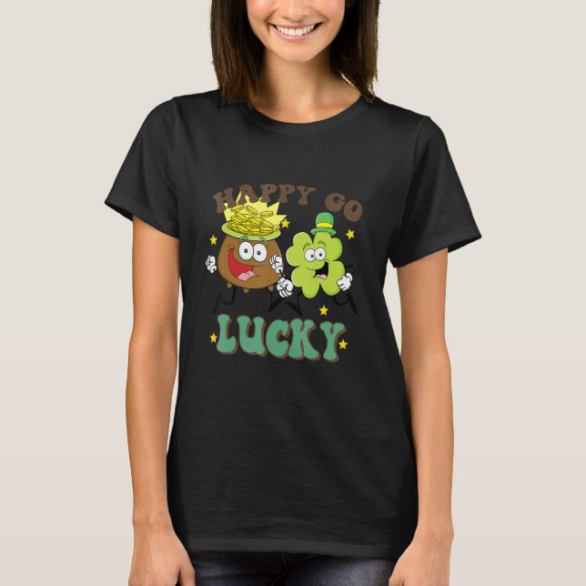 Camiseta Retro St Patrick's Day Happy Go Lucky Pot Of Gold  (Frente)