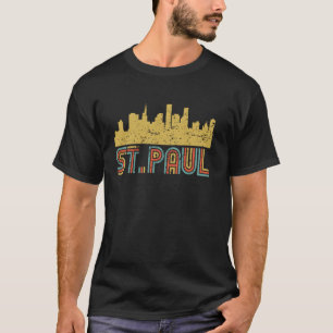 Camiseta Retro St. Paul Silhueta da Cidade Paisagem Urbana