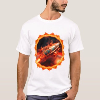 Camiseta Retro Steampunk Moon Rocket