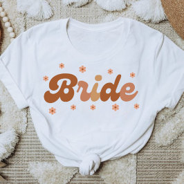 Camiseta Retro Style Bride with Brown Flowers