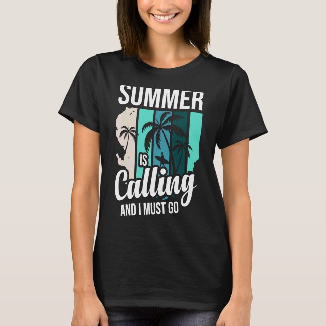 Camiseta Retro Style Summer Está Chamando E Eu Tenho Que Ir (Frente)