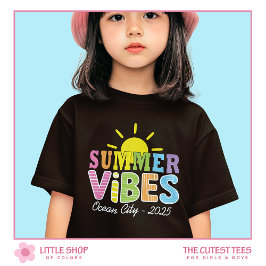 Camiseta Retro Style Summer Vibes Colorful Typography Girls
