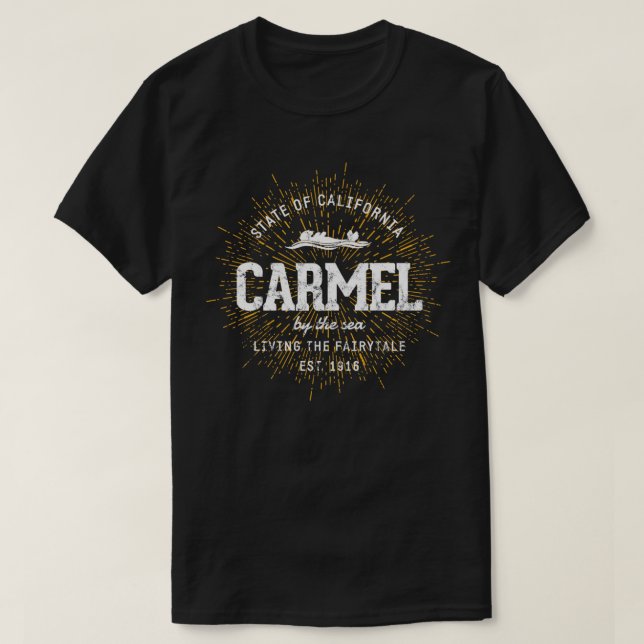 Camiseta Retro Style Vintage Carmel pelo mar (Frente do Design)