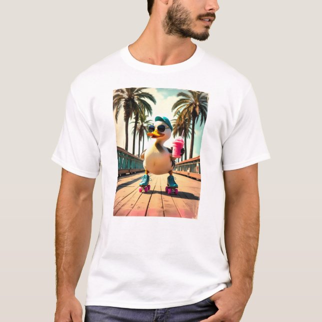 Camiseta Retro Summer Funny Roller Duck  (Frente)