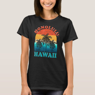 Camiseta Retro Summer Hawaiian Beach Palm Trees Honolulu Ha