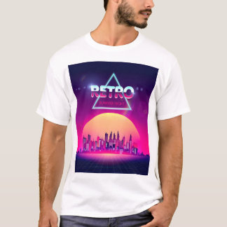 Camiseta "Retro Summer Night - Neon Cityscape with Vintage 